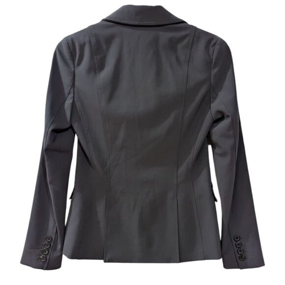 Elie Tahari Women's 2 Petite Single Button Wool Blazer in Grey with Black Trim - Picture 2 of 10